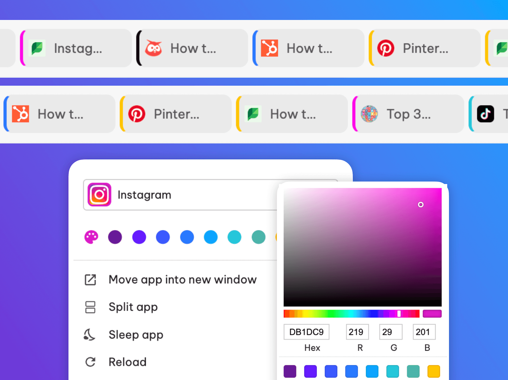 Tab Color Chart ⭐️ New: Colour indicators on tabs for faster workflows.